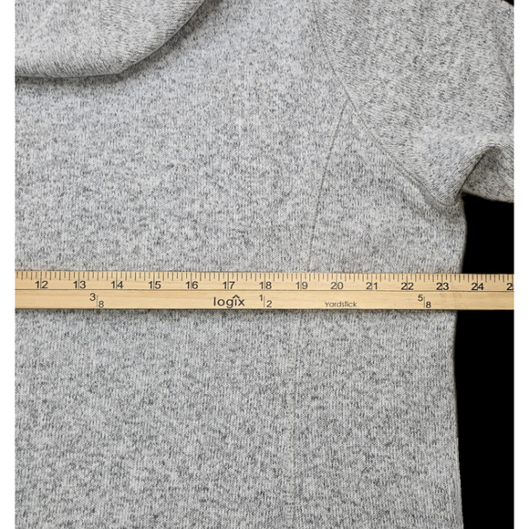 L.L.Bean Sweater Fleece Coat 1X Plus Gray Hooded Longline Jacket Zip Pockets - Picture 11 of 11